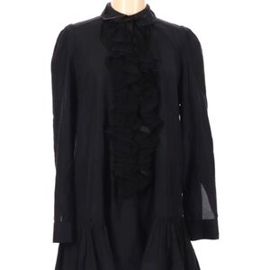 BY MALENE BIRGER LONG SLEEVE BLACK RUFFLE BLOUSE